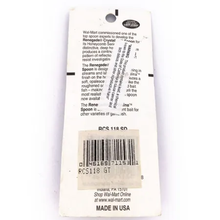 Renegade Crystalina Spoon Cucharilla, Naranja/Negro, 7g, Panal, #10039