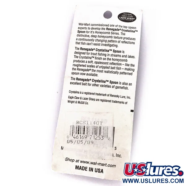 Renegade Crystalina Spoon Cucharilla, Verde-Oro-Naranja, 11g, #10040