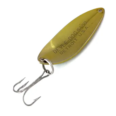 Dardevle Devle Dog 5400 Cucharilla, Oro / Verde, 14g, Logo Diablo, #10054