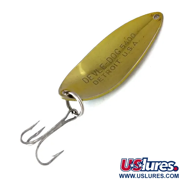 Dardevle Devle Dog 5400 Cucharilla, Oro / Verde, 14g, Logo Diablo, #10054