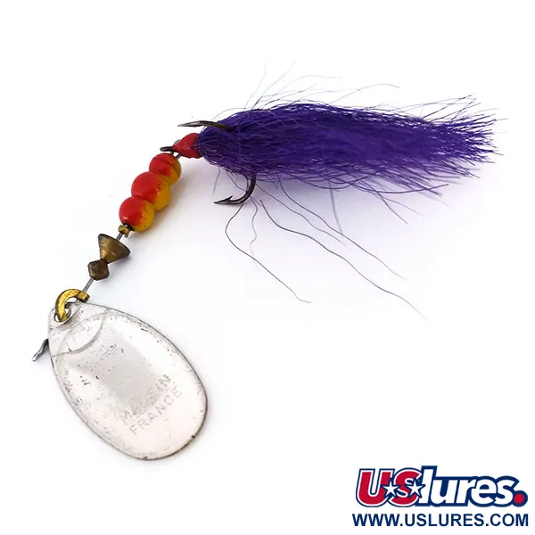 Mepps Aglia 4 Cucharilla Bucktail, Plata/Púrpura, 10g, Bucktail, #10080