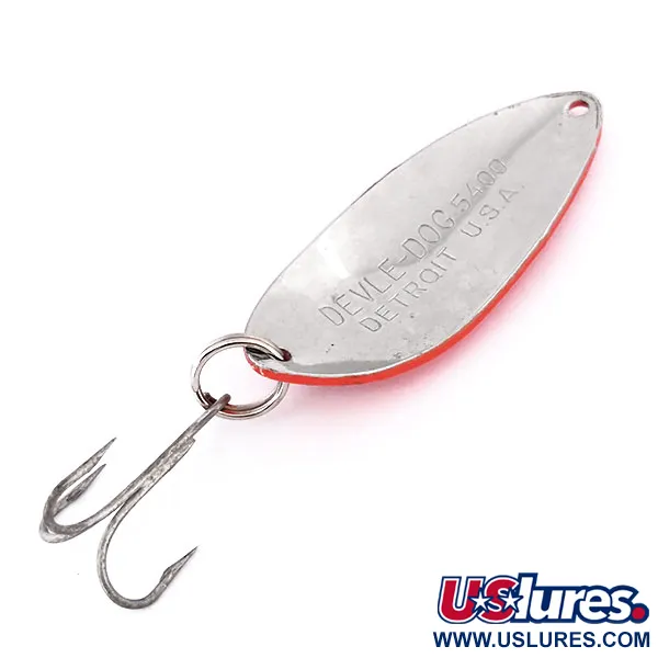 Dardevle Devle Dog 5400 Cucharilla, Rojo Fluo/Níquel, 14g, #10211