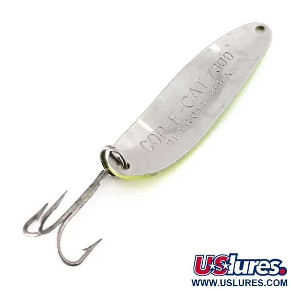 Dardevle Cop-E-Cat 7300 UV Cucharilla, Amarillo/Verde/Níquel, 10g, UV, #10360