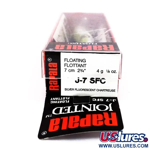 Rapala Jointed J7 Señuelo, SFC Chartreuse, 4g, Flotante, #10598