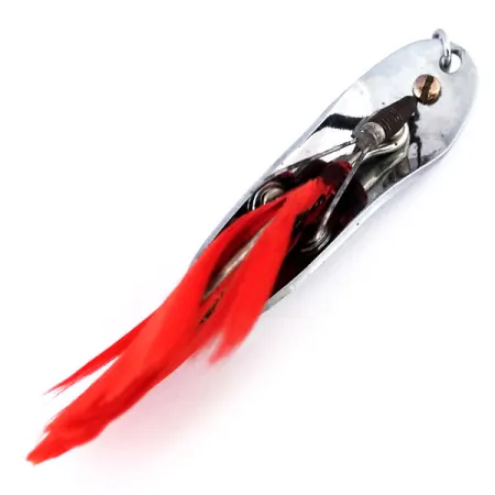 Pflueger Chum Weedless Spoon Cucharilla, Níquel/Rojo, 8g, Plumas, #10600