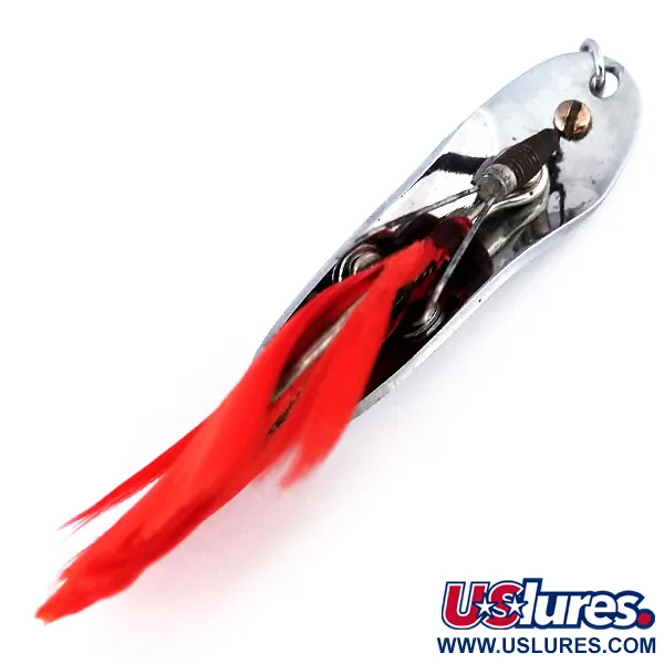 Pflueger Chum Weedless Spoon Cucharilla, Níquel/Rojo, 8g, Plumas, #10600