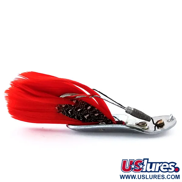 Pflueger Chum Weedless Spoon Cucharilla, Níquel/Rojo, 8g, Plumas, #10600