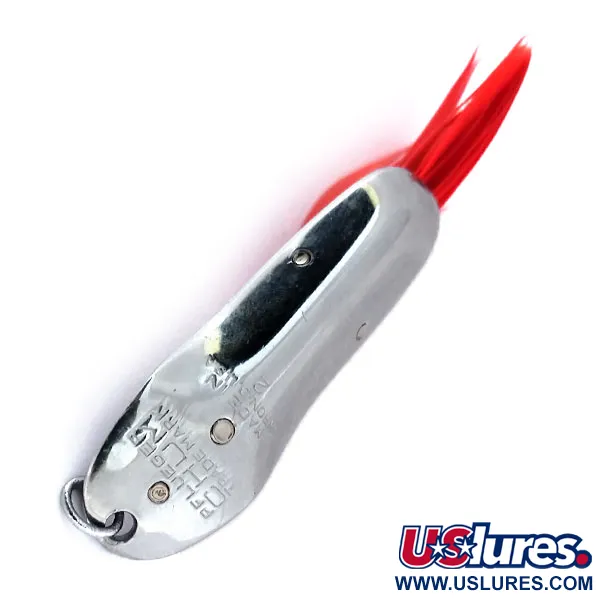 Pflueger Chum Weedless Spoon Cucharilla, Níquel/Rojo, 8g, Plumas, #10600