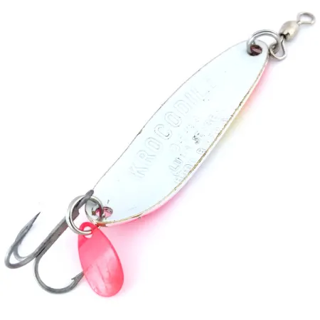 Luhr Jensen Krocodile Die #3 UV Cucharilla, Blanco / Rosa, 10g, UV, #10711