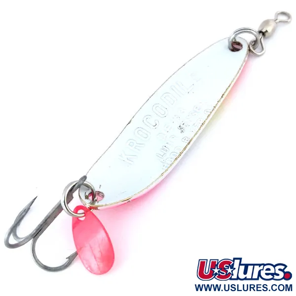Luhr Jensen Krocodile Die #3 UV Cucharilla, Blanco / Rosa, 10g, UV, #10711
