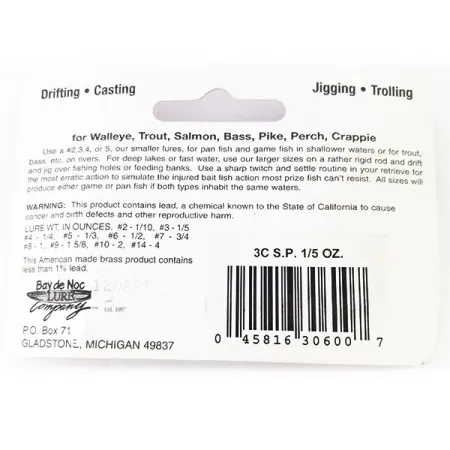 Bay de Noc Swedish pimple 3 Cucharilla, Cobre, 5.7g, Paleta, #11112