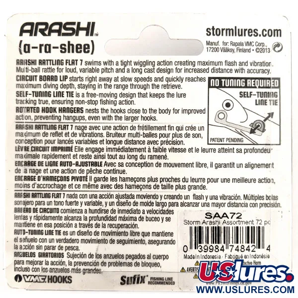 Storm Arashi Rattling Flat 7 Crankbait, Azul/Plata, 12g, #11347