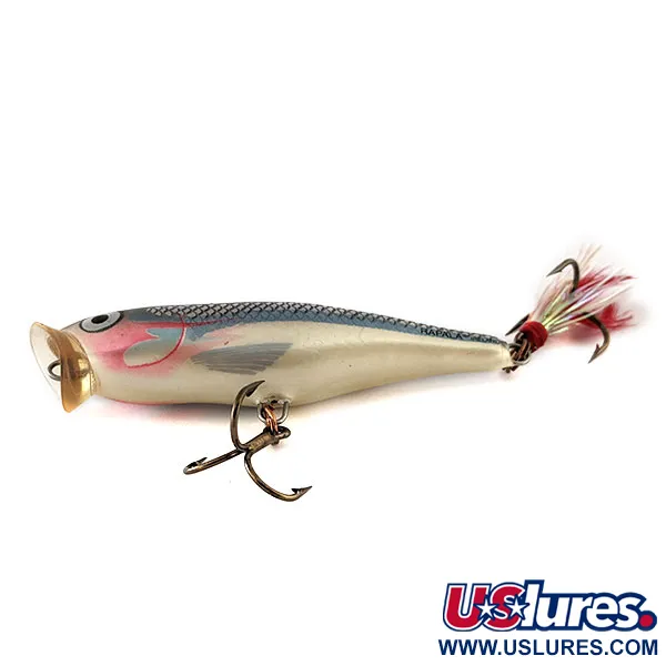 Rapala Skitter Pop SP 07 Popper, Silver Black, 7g, Anzuelo con Plumas, #11372