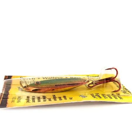 Northland Macho Minnow Jig Lure, Rojo/Verde/Oro, 14g, KickerTail, #11395