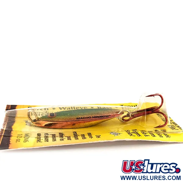 Northland Macho Minnow Jig Lure, Rojo/Verde/Oro, 14g, KickerTail, #11395