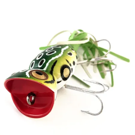 Fred Arbogast Hula Popper Señuelo superficie, Frog, 14g, Faldilla, #11426