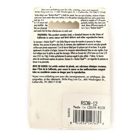 Strike King Rocket Shad Spinnerbait, Plateado, 11g, Lance Largo, #RS38-12