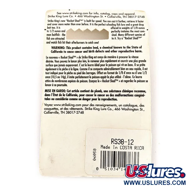 Strike King Rocket Shad Spinnerbait, Plateado, 11g, Lance Largo, #RS38-12