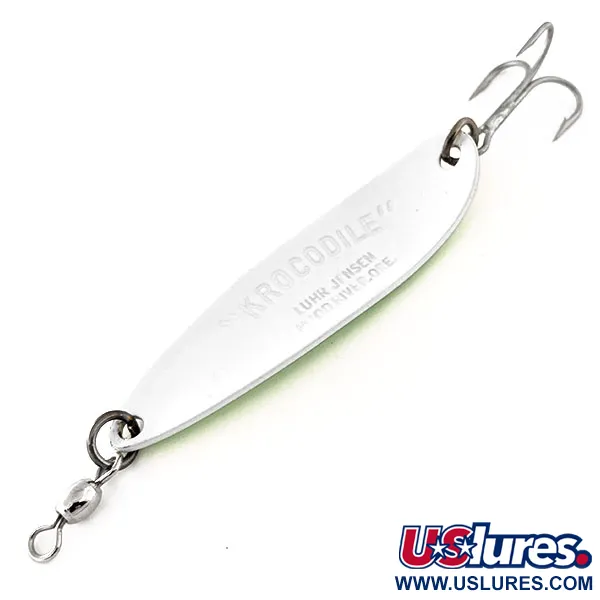 Luhr Jensen Krocodile Die #5 Glow Cuchara, Blanco/Verde, 23g, Glow, #11449