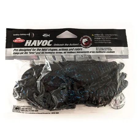 Berkley Havoc Craw Fatty Vinilo, Black Blue Fleck, 10cm, #11701