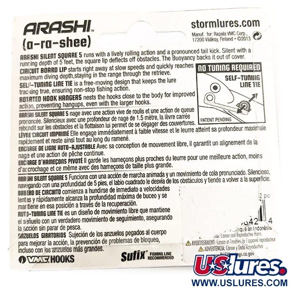 Storm Arashi Silent Square 5 Crankbait, Blue Silver Shad, 18g, #11707