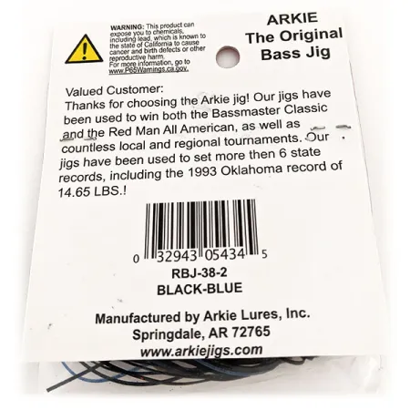Arkie Lures Weedless Arkie Jig The Original, Negro/Azul, 7g, #11827