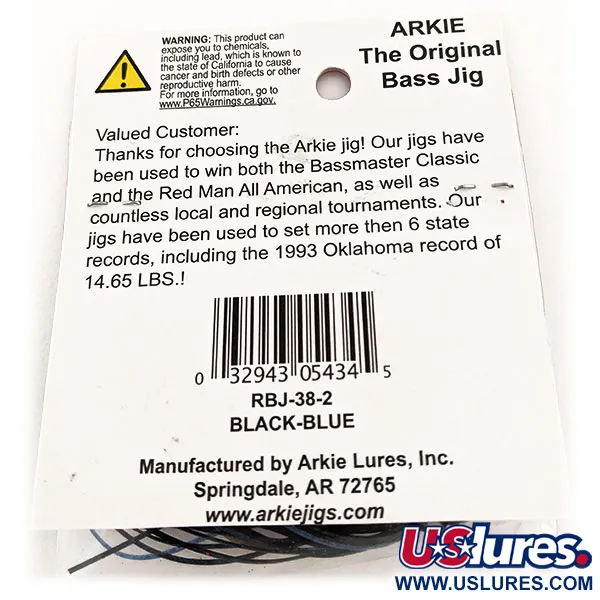 Arkie Lures Weedless Arkie Jig The Original, Negro/Azul, 7g, #11827