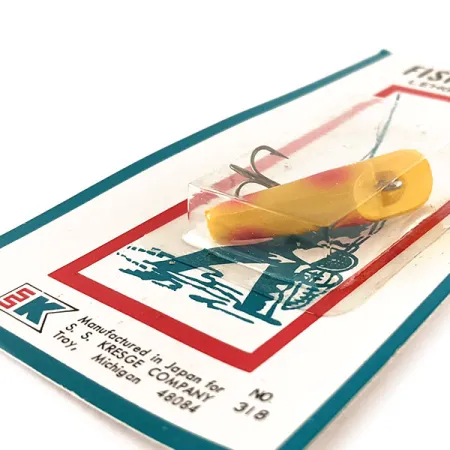 Kmart Kresge #318 Señuelo curricán, Yellow / Red, 2.5g, Vintage, #11828