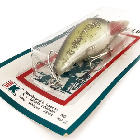 Kmart Kresge #K02 Crankbait, Amarillo/Negro/Glitter, 14g, #11835