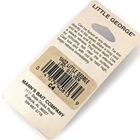 Mann's Bait Little George Tail-Spinner, Plata, 12g, Vintage, #12183