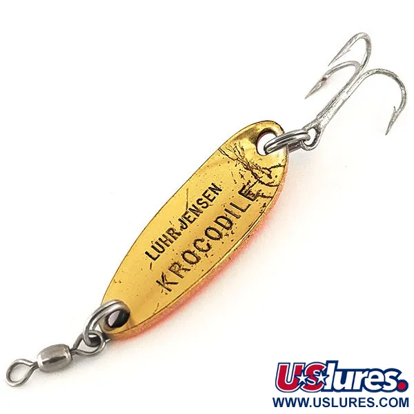 Luhr Jensen Krocodile Cucharilla, Rojo / Latón, 9g, UV Glow, #12316