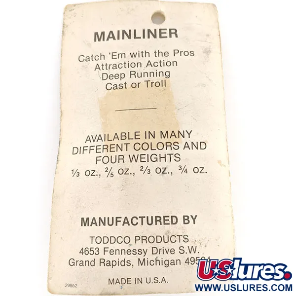 TODDCO Main liner Cucharilla, Níquel / Verde, 11g, Vintage USA, #12335