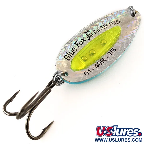 Blue Fox Rattlin Pixee Cucharilla, Rainbow Herring / Yellow, 24g, #12336