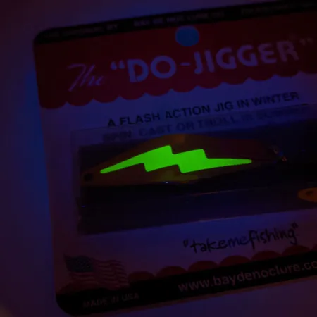 Bay de Noc Do-Jigger #3 UV, 9g níquel/amarillo UV, cucharilla de pesca #20264