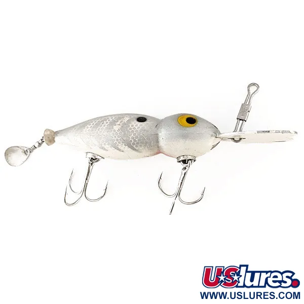 Whopper Stopper Hellbender Crankbait, Plata-Blanco, 12g, Babero Metal, #12461