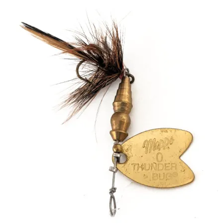Mepps Thunder Bug Cucharilla, Oro, 2.8g, Triple con Plumas, #12557