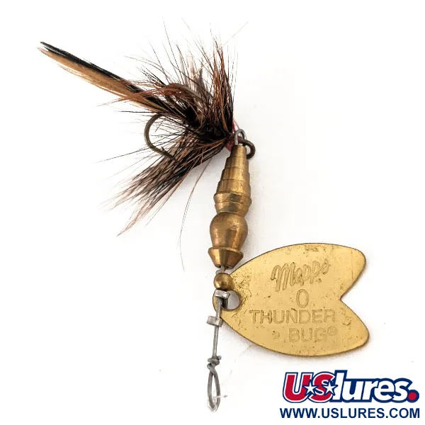 Mepps Thunder Bug Cucharilla, Oro, 2.8g, Triple con Plumas, #12557
