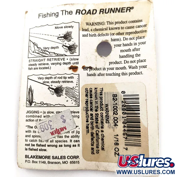 Blakemore Baits Road Runner Marabou Jig, Negro, 3.5g, Underspin, #12896