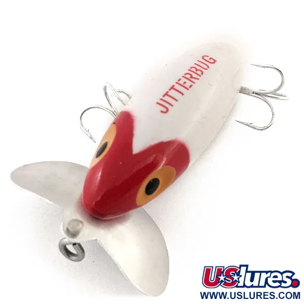 Fred Arbogast Jitterbug Señuelo Superficie, Rojo/Blanco, 10g, Metal, #12931