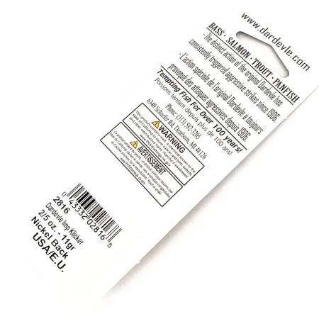 Dardevle Imp Klicker Cucharilla, Rojo/Blanco/Níquel, 11g, Hojas, #13016