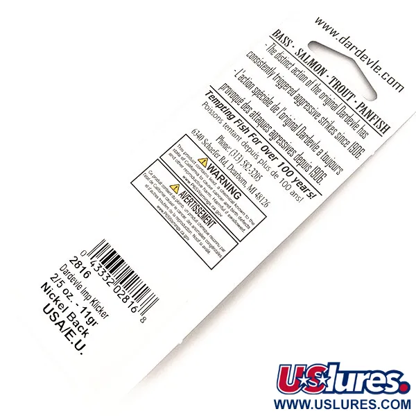 Dardevle Imp Klicker Cucharilla, Rojo/Blanco/Níquel, 11g, Hojas, #13016