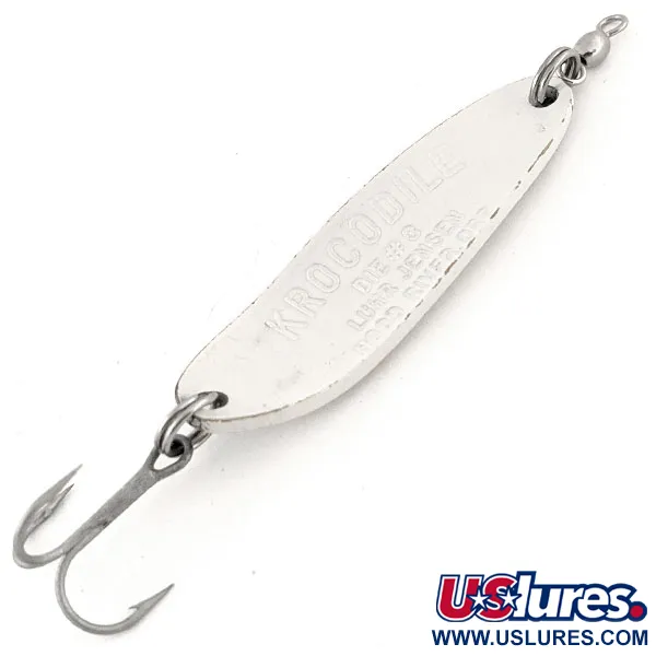 Luhr Jensen Krocodile Die #3 Glow Cucharilla, Blanco/Verde, 14g, #13110
