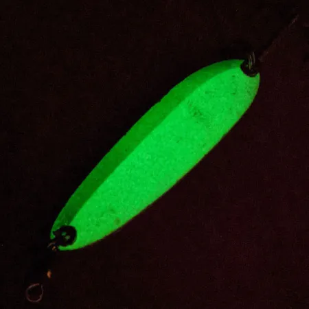 Luhr Jensen Krocodile Die #3 Glow Cucharilla, Blanco/Verde, 14g, #13110
