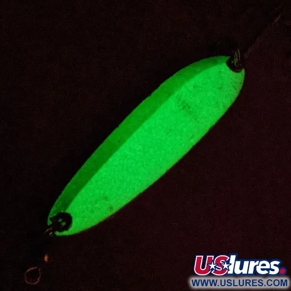 Luhr Jensen Krocodile Die #3 Glow Cucharilla, Blanco/Verde, 14g, #13110
