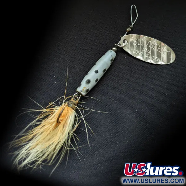 Luhr Jensen Shyster, 1/4oz (7g) Níquel/Blanco Moteado, Cucharilla #17103