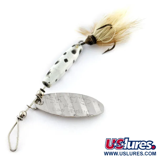 Luhr Jensen Shyster, 1/4oz (7g) Níquel/Blanco Moteado, Cucharilla #17103