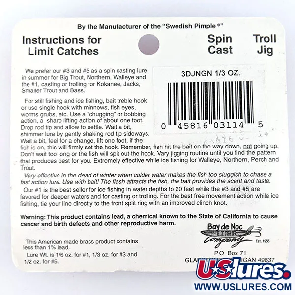 Bay de Noc Do-Jigger 3, 9g, Níquel/Verde, Cucharilla de pesca #17835