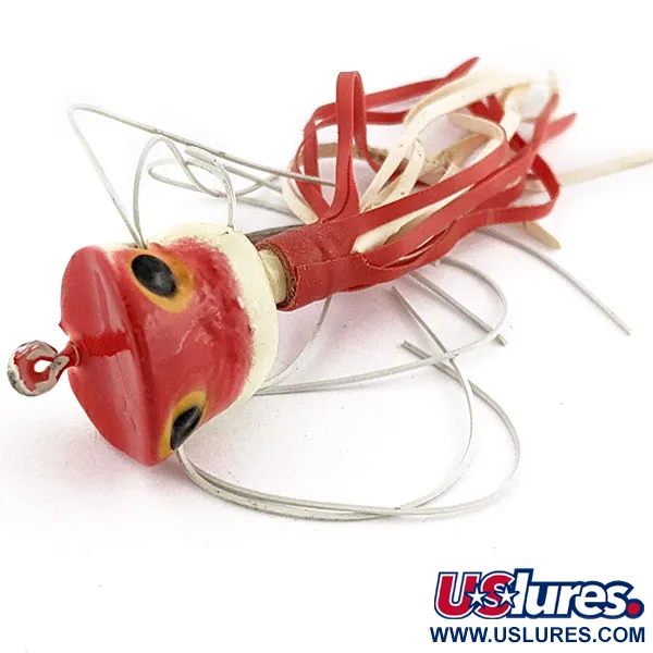 Fred Arbogast Hula Popper, Rojo/Blanco, 2.5g, Señuelo de Superficie #18911