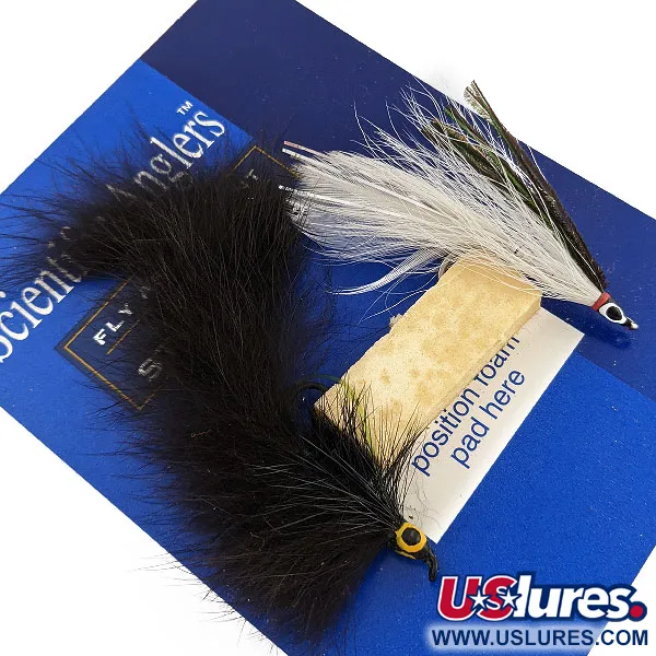 Scientific Anglers Bass Streamers 3М, Negro y Blanco, 7cm, Streamers para Pesca con Mosca #20093