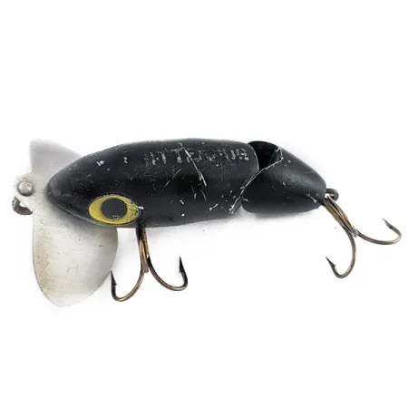 Fred Arbogast Jitterbug Jointed, 10g, Negro, Señuelo de Superficie #22524